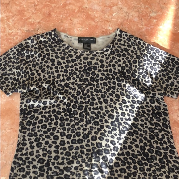 AUGUST SILK ANIMAL PRINT CHEETAH SHORT SLEEVE TOP - Picture 3 of 3